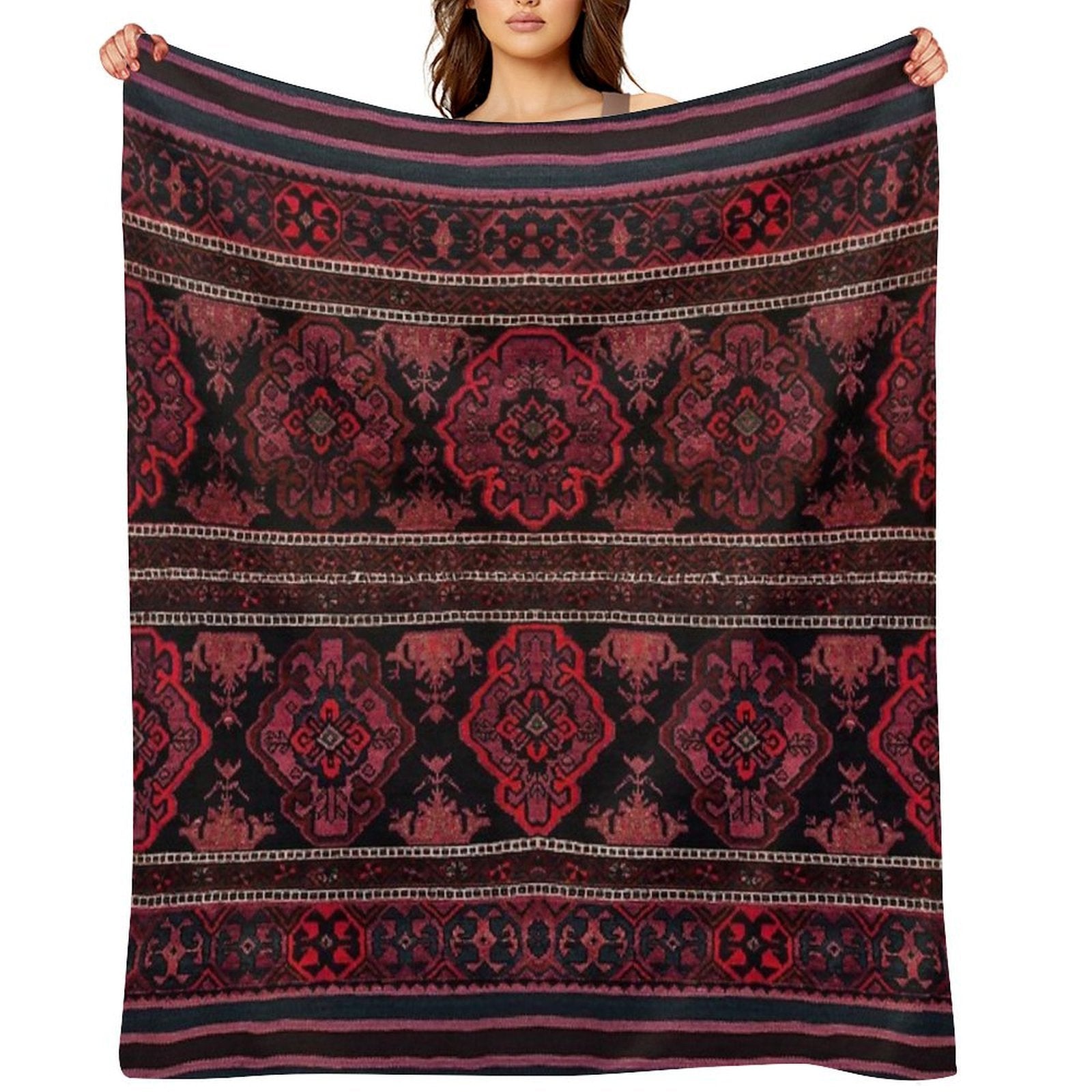 Traditional Moroccan Rug Artwork Comfort Throw Blanket