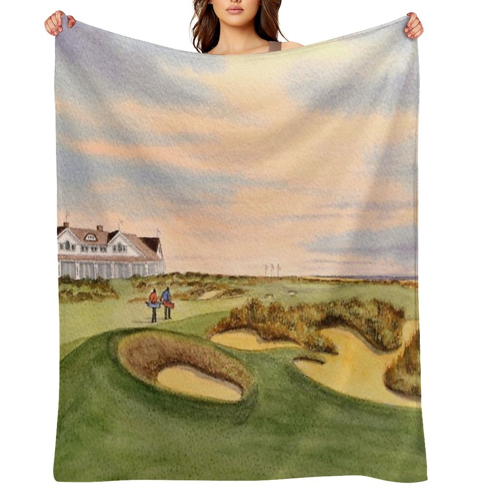 Kiawah Island Ocean Golf Course Shrink-resistant Throw Blanket