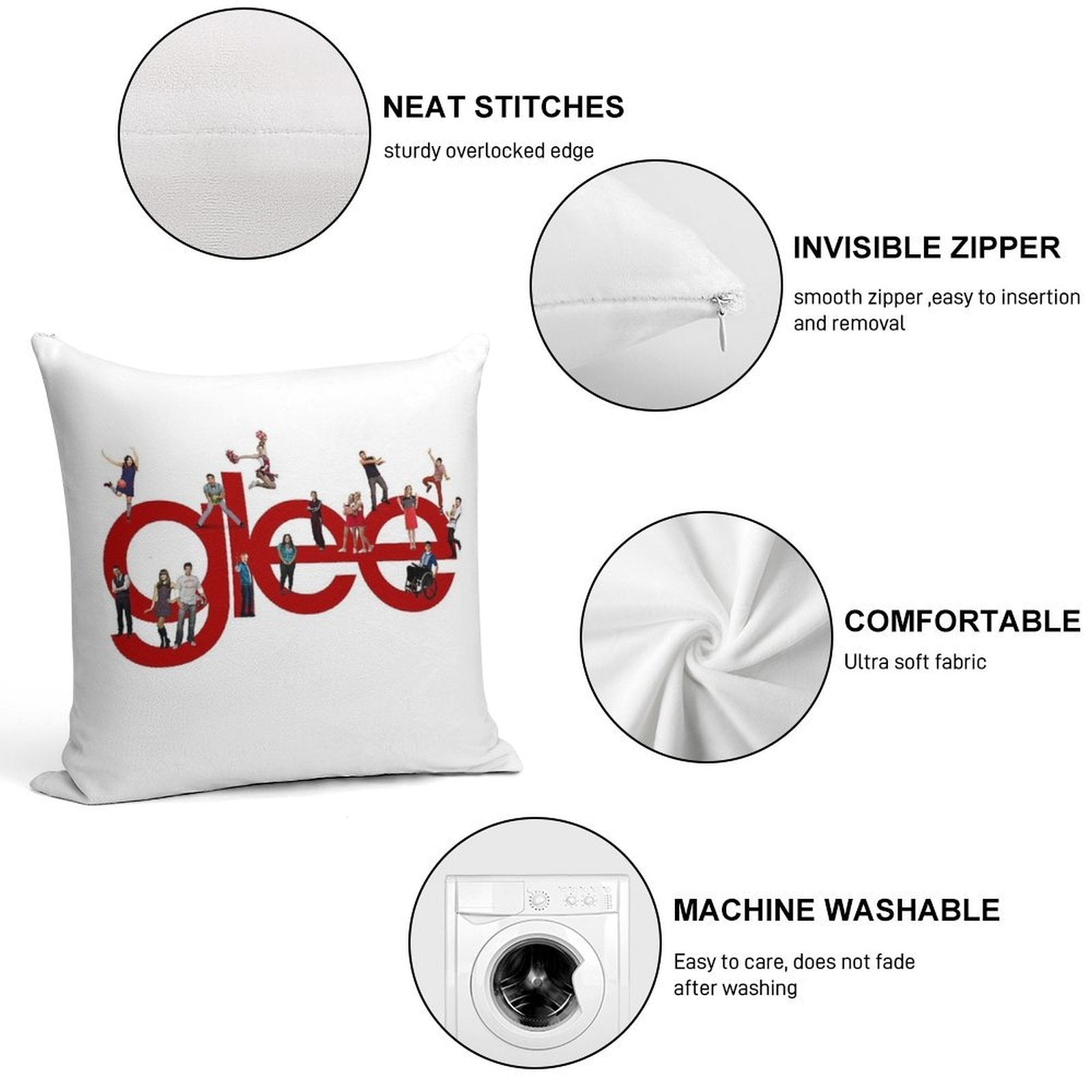 Glee Logo with The Cast Soft Style Accent Throw Pillow
