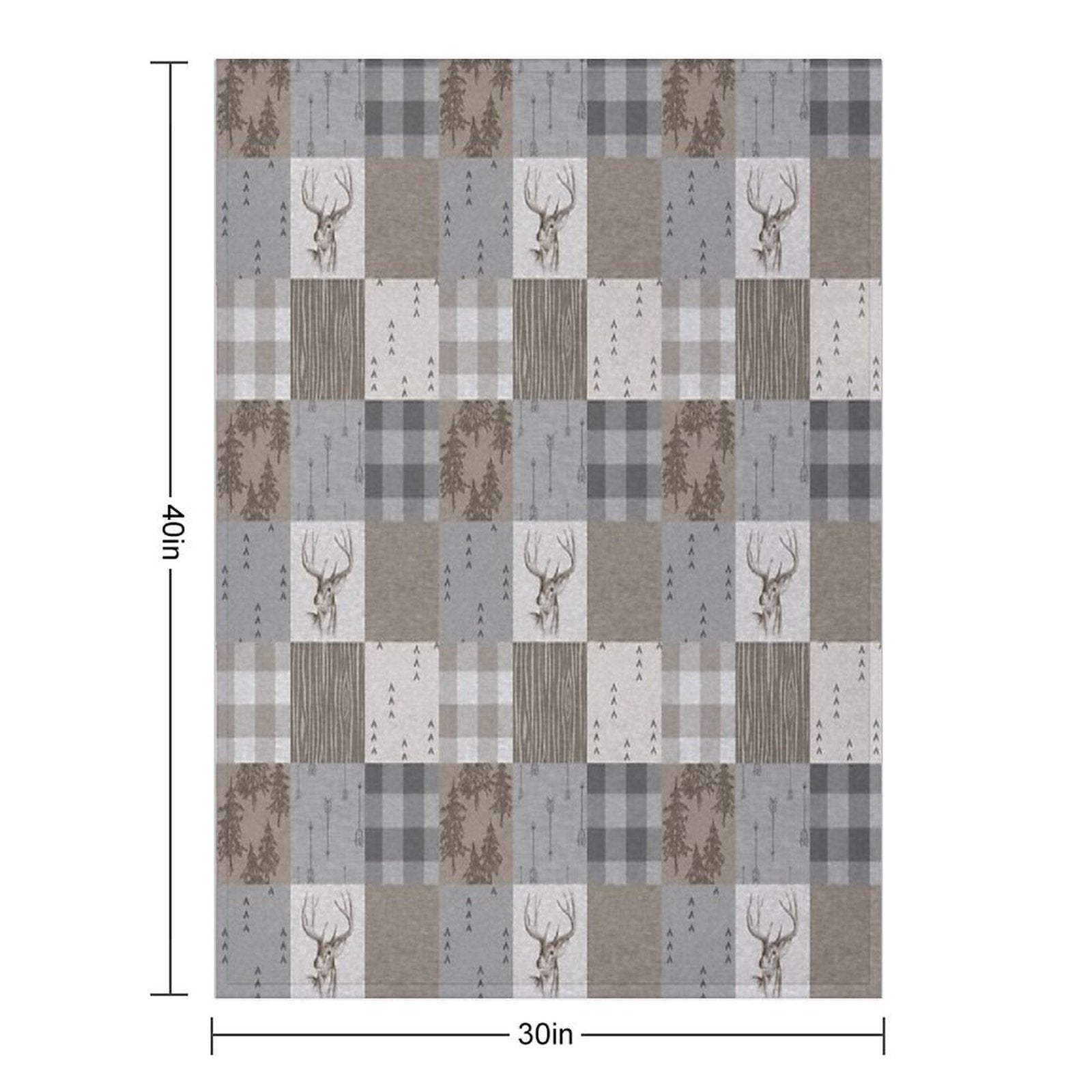 Deer Patchwork - Rustic Neutrals Easy Care Throw Blanket