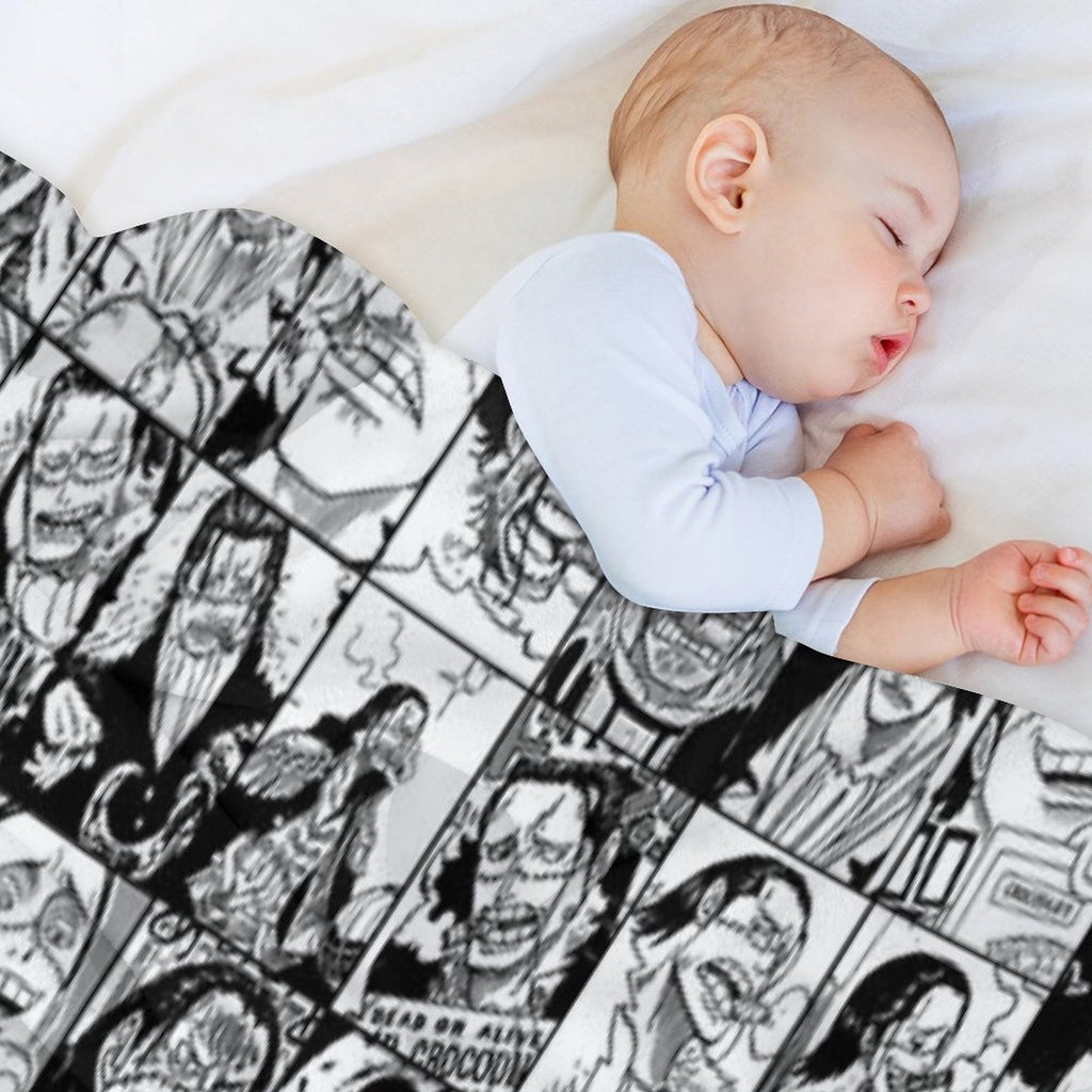 Crocodile  - One Piece Manga Panel Collage Versatility Throw Blanket