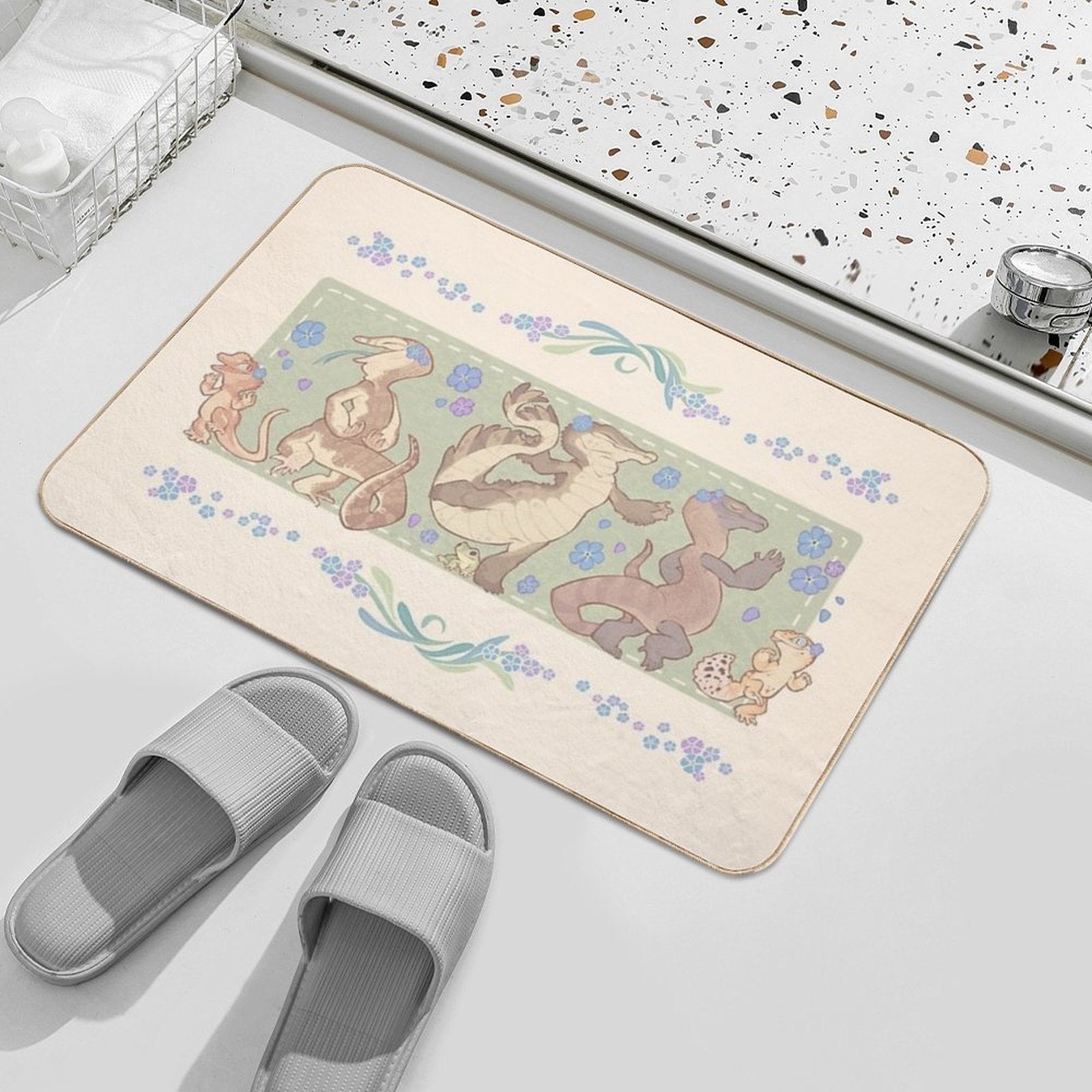 Happy Little Frogs  Dirt-Trapping Bath Mat