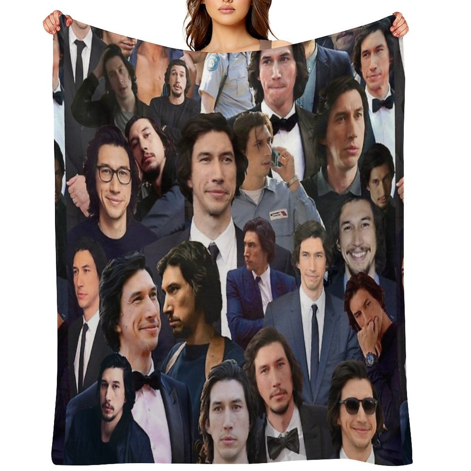 Adam Driver Blue Collage Shrink-resistant Throw Blanket