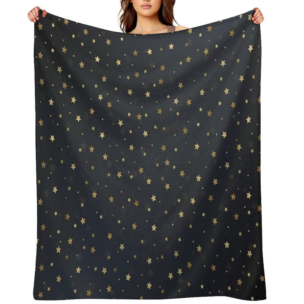 Gold Stars Gray Gradient Design Sustainable Throw Blanket