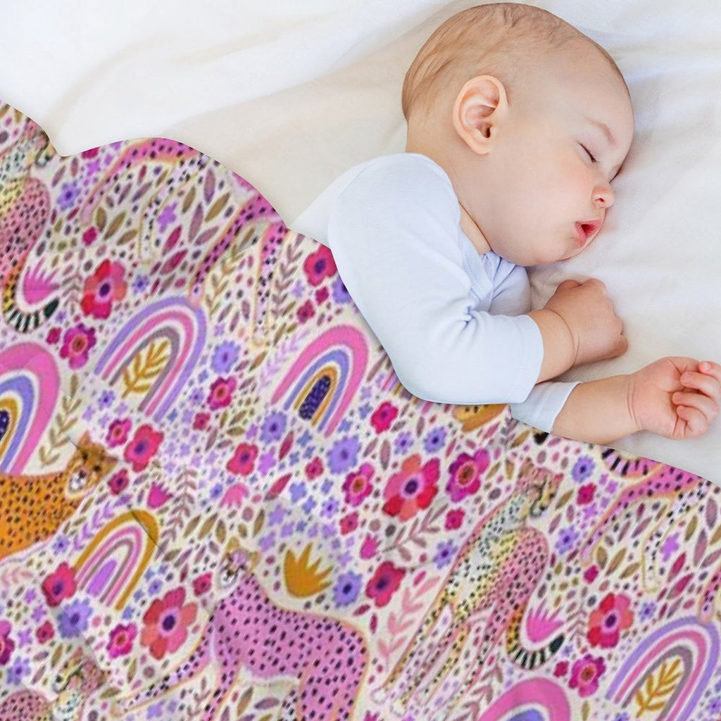 Cheetah’s in A Rainbow Garden Plush Throw Blanket