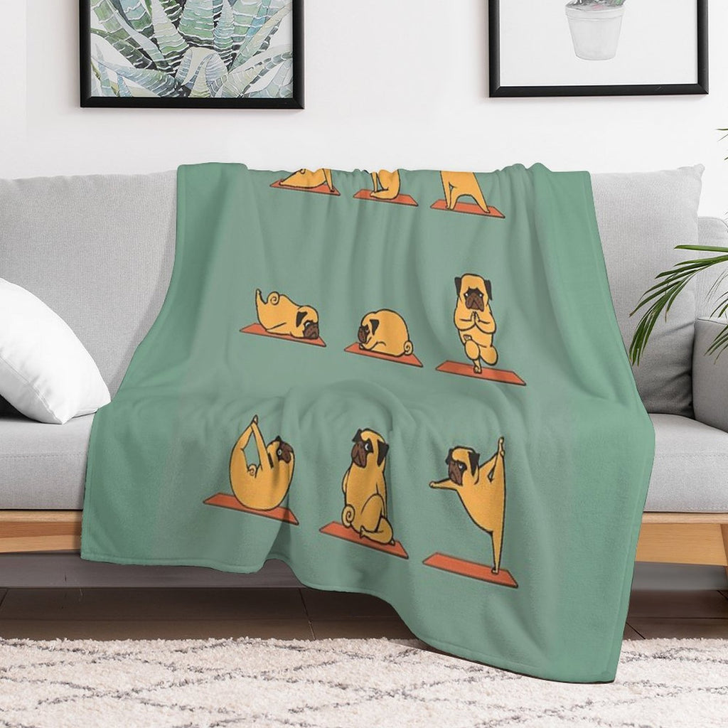 Pug Yoga Lightweight Throw Blanket