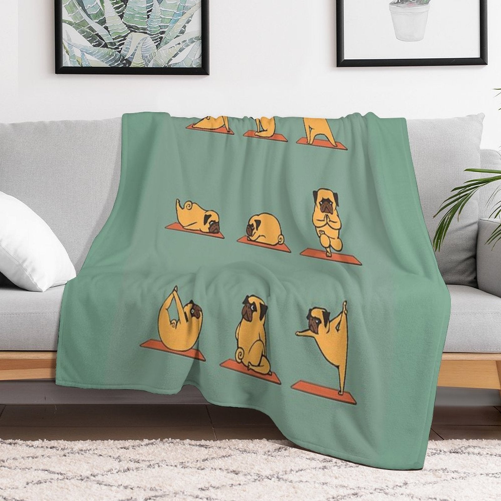 Pug Yoga Lightweight Throw Blanket