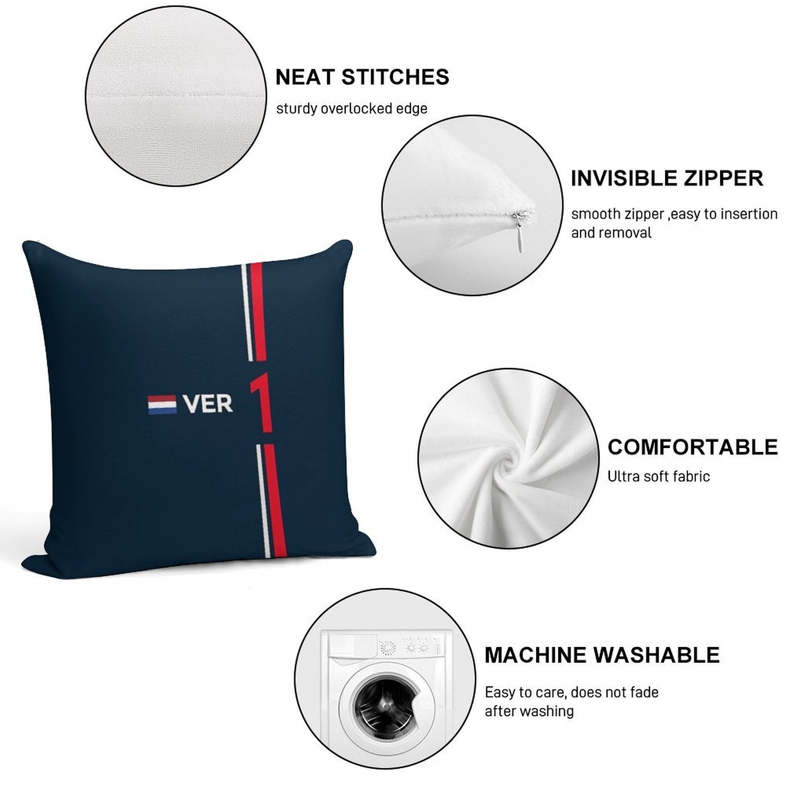 F1 2022 - #1 Verstappen Soft Fade-Resistant Throw Pillow