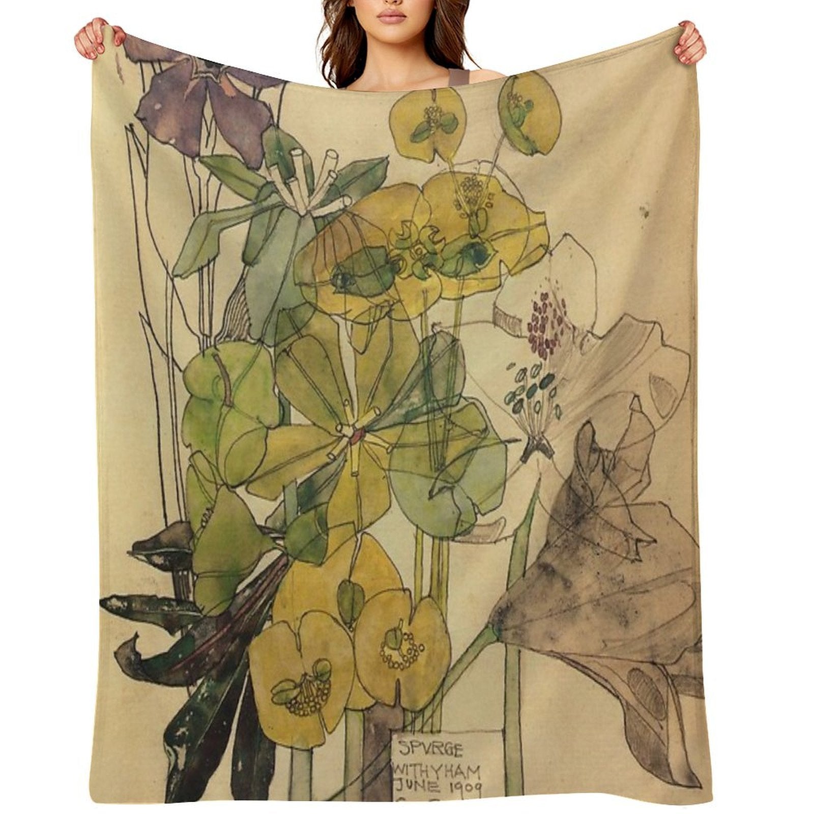 Spurge With Yham-Charles Rennie Mackintosh Versatility Throw Blanket