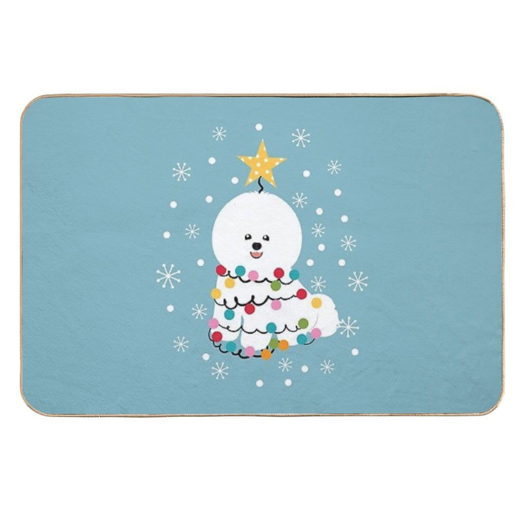 Bichon Frise Christmas Tree  High-Traffic Bath Mat