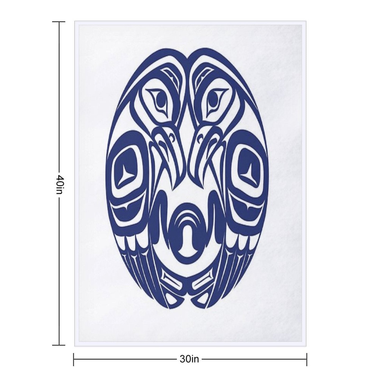 Double Raven Circle Pacific Northwest Formline Salish Haida Eagle Moon Plush Throw Blanket