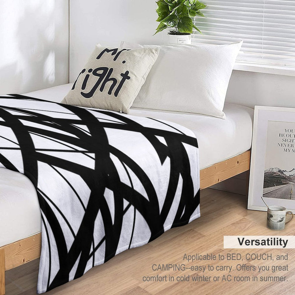 EVH Authentic Black & White Stripes Design (pure White) Quick-dry Throw Blanket