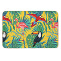 Tropical Bird Yellow Background  Absorbent Bath Mat