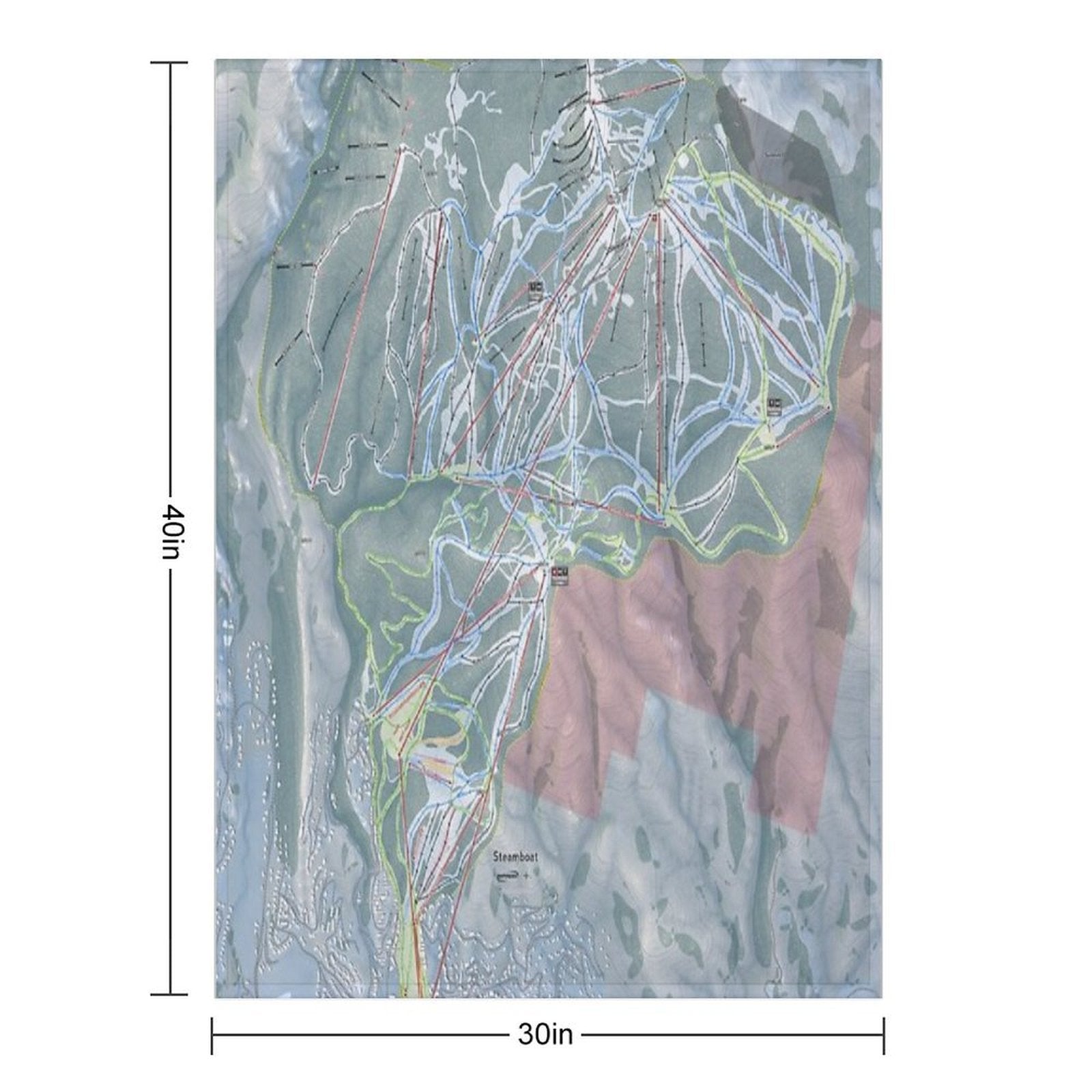 Steamboat Resort Trail Map Easy Care Throw Blanket