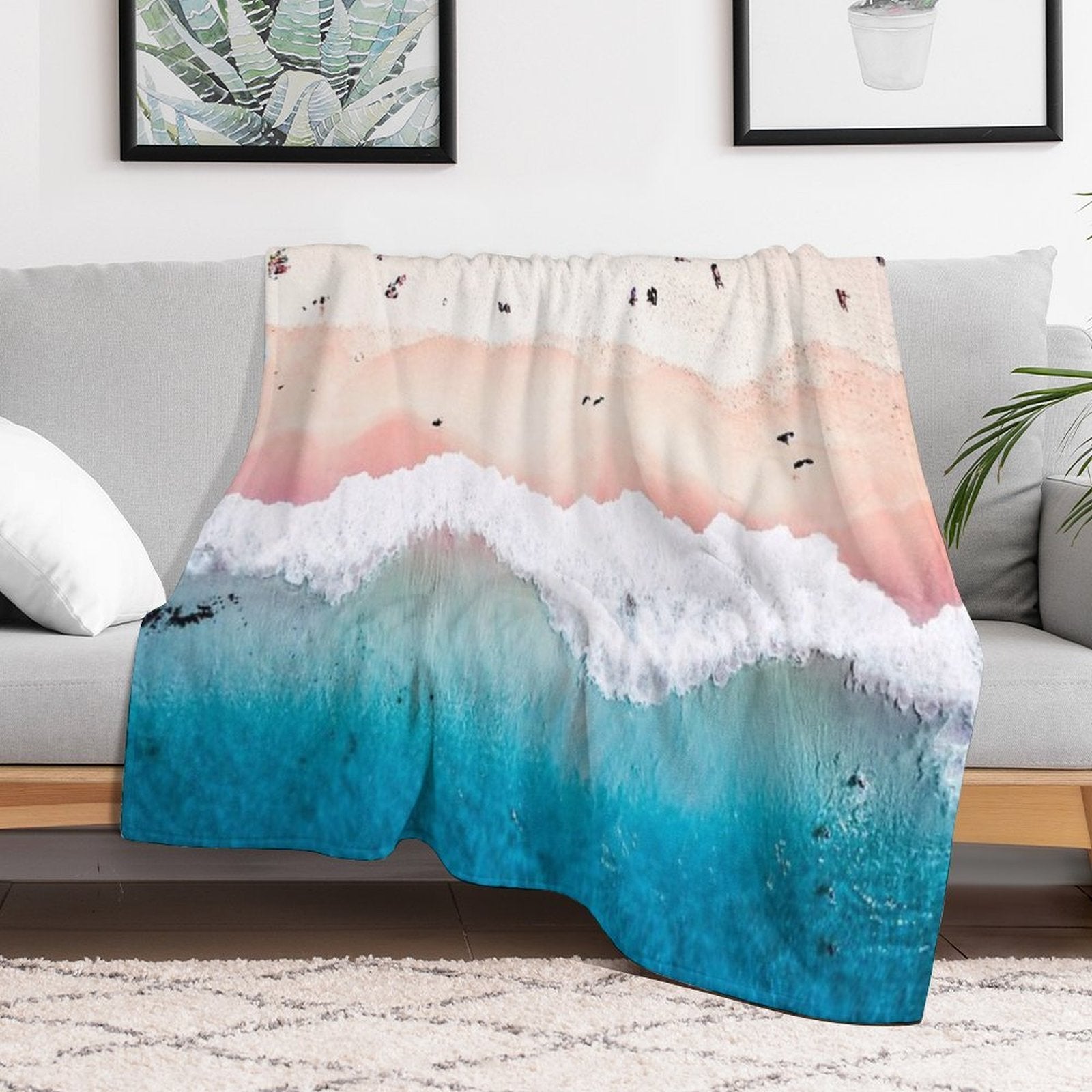 Aerial Sandy Beach Multi-functional Throw Blanket