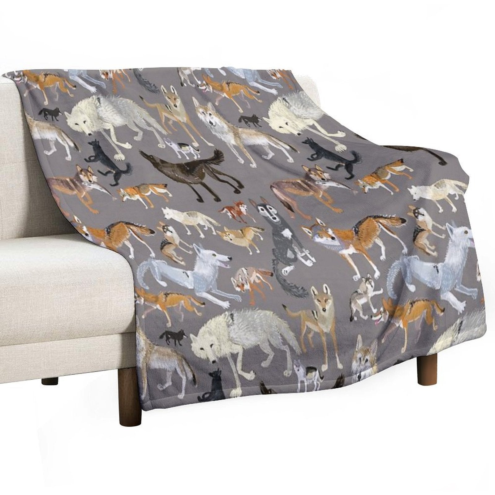 Wolves of The World  Grey Durable Throw Blanket
