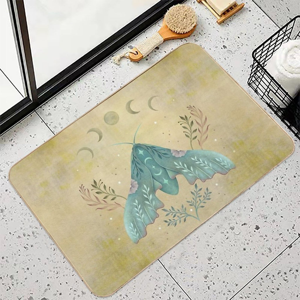 Luna And Moth - Oriental Vintage  Repositionable Bath Mat
