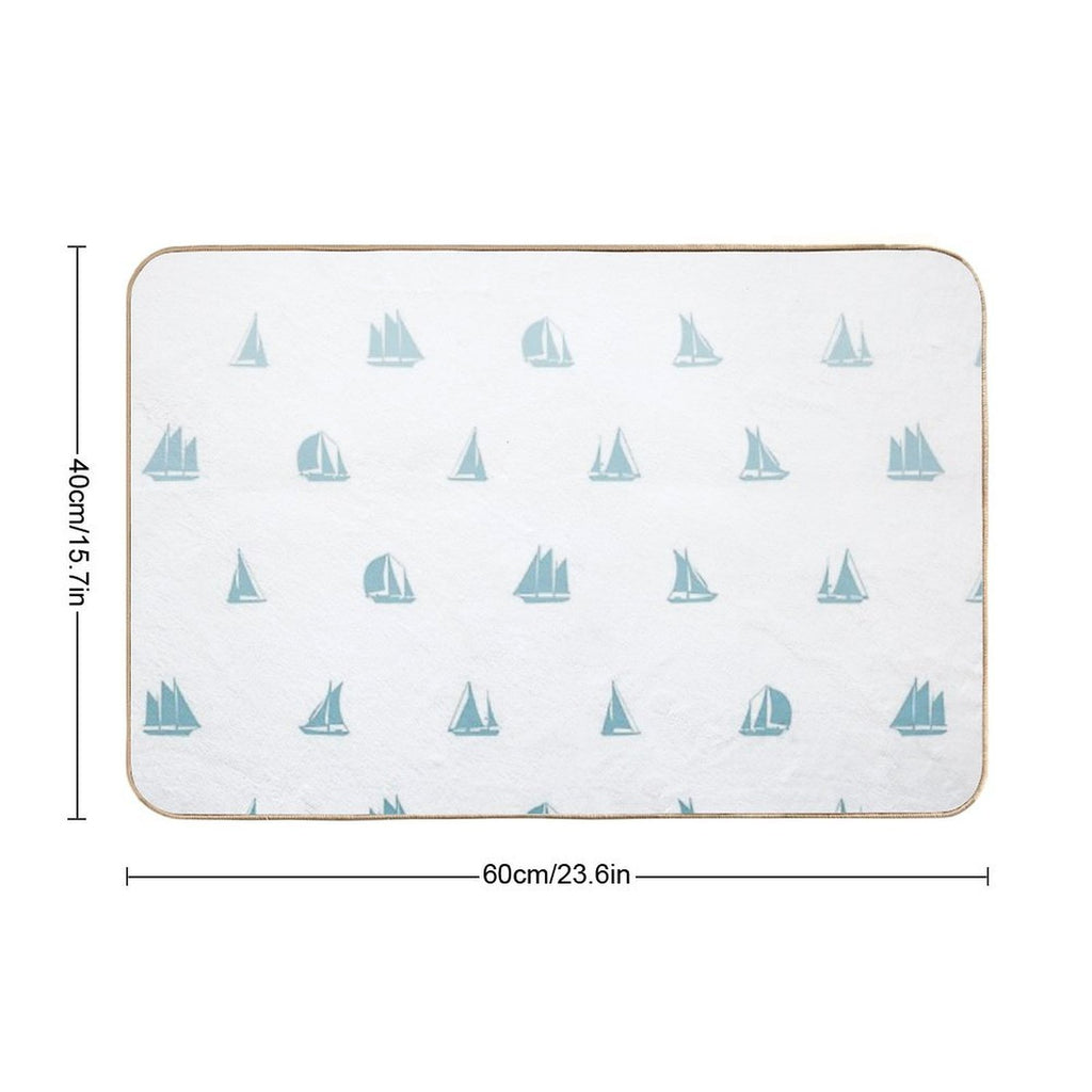 Sail Boats Drifting Away Print  Fade-Resistant Bath Mat