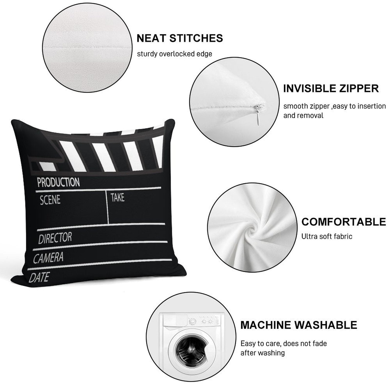 Clapper Board Soft Style Accent Throw Pillow