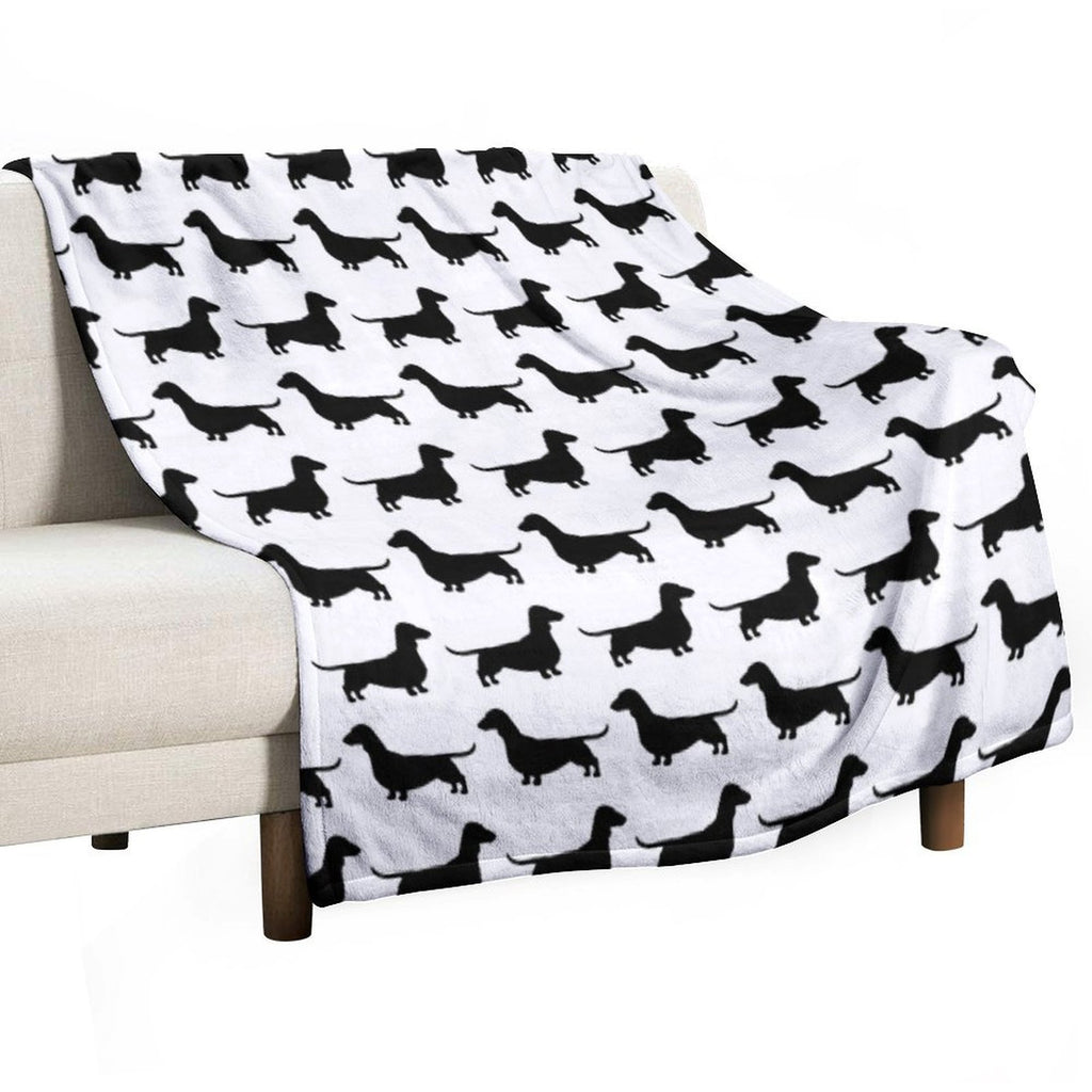 Dachshund Dog Silhouette(s)  Smooth Coated Wiener Dog Velvety-soft Throw Blanket