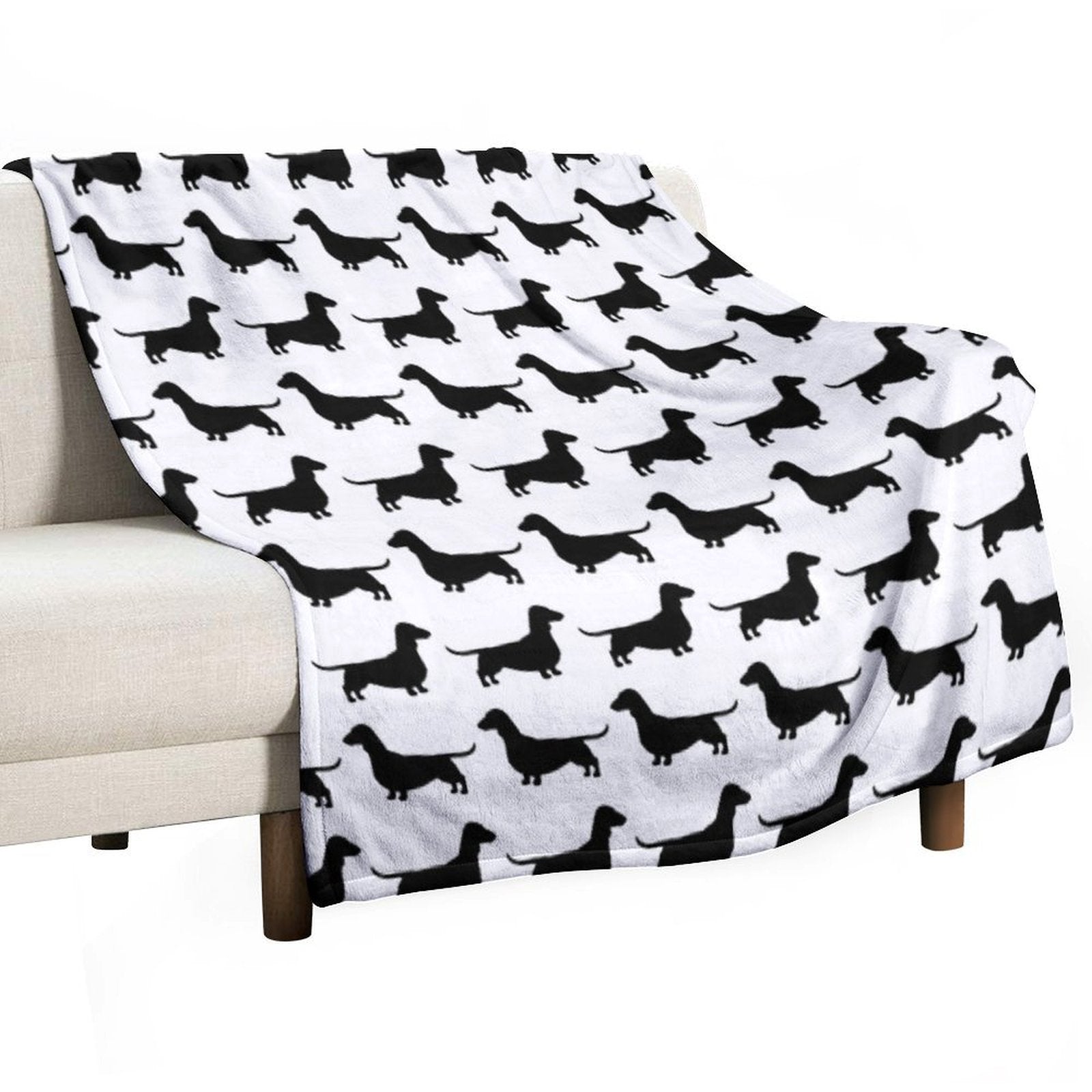 Dachshund Dog Silhouette(s)  Smooth Coated Wiener Dog Velvety-soft Throw Blanket