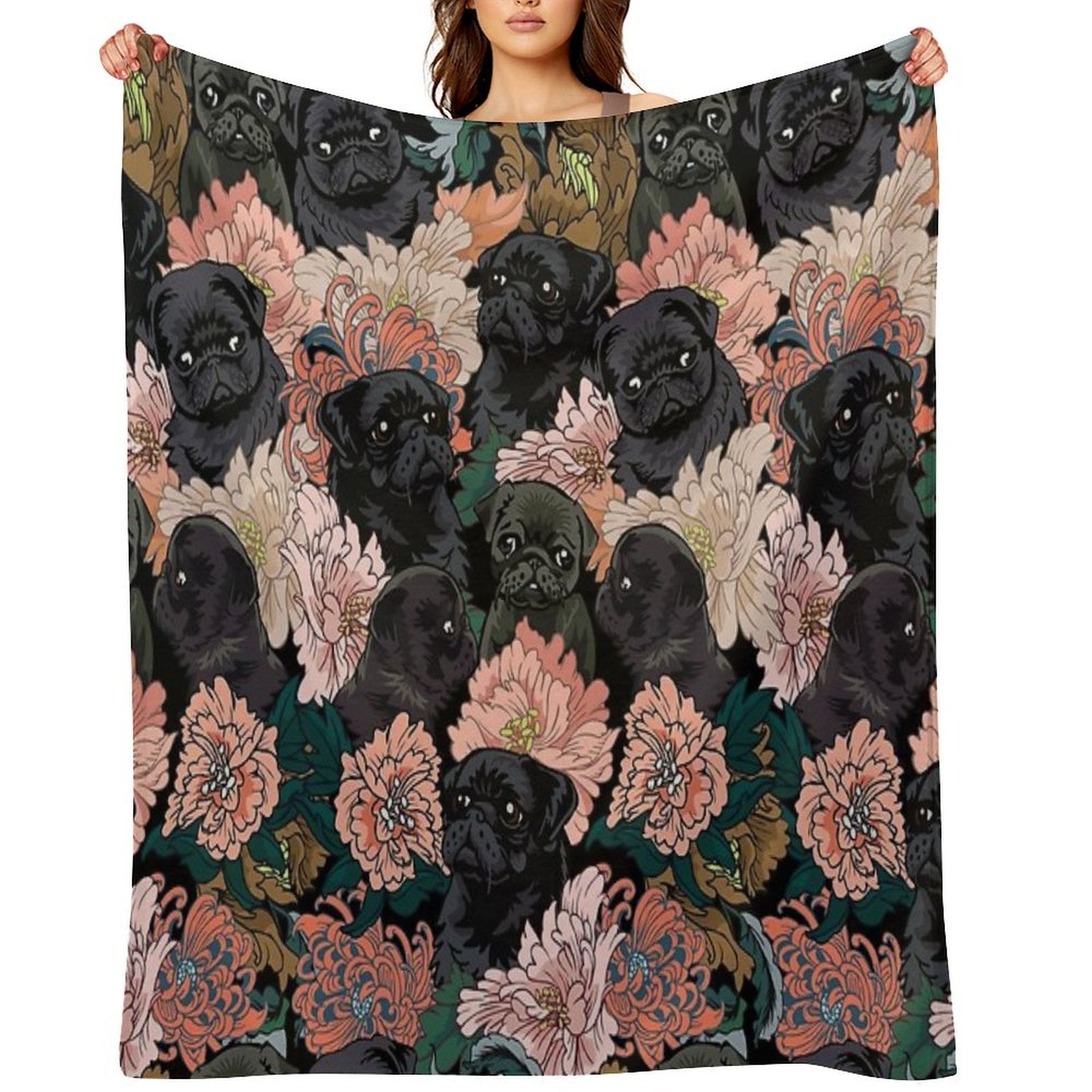 Because Black Pug Sustainable Throw Blanket