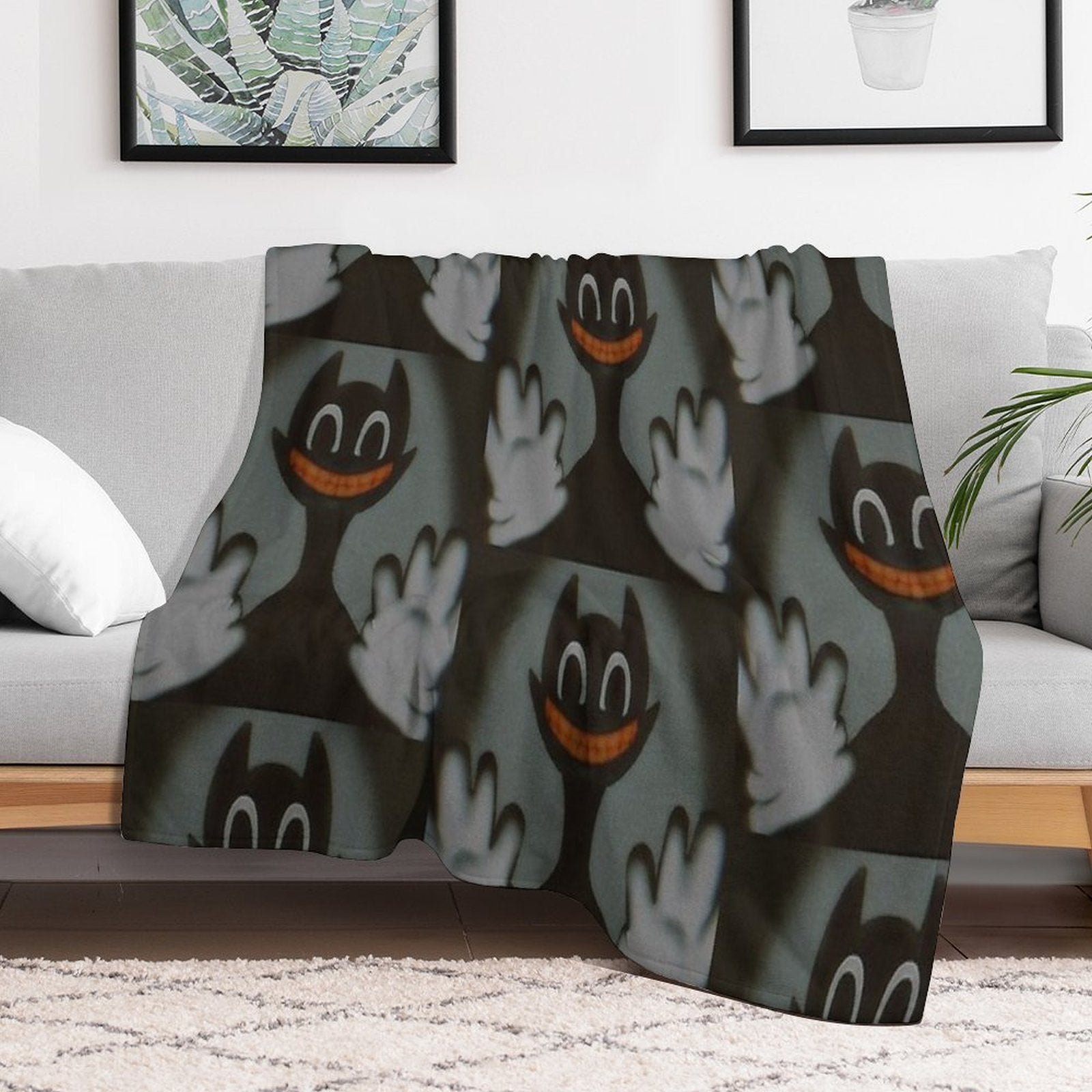 Cartoon Cat Easy Care Throw Blanket
