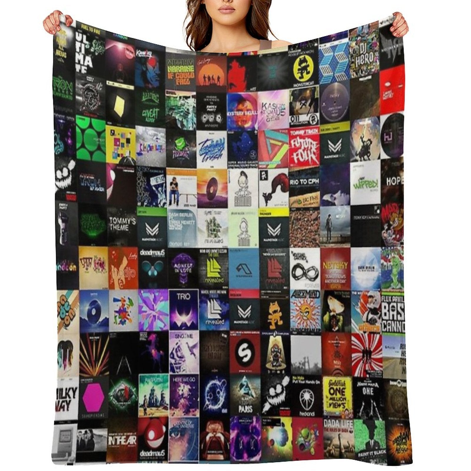 Music Collage Electronic Easy Care Throw Blanket