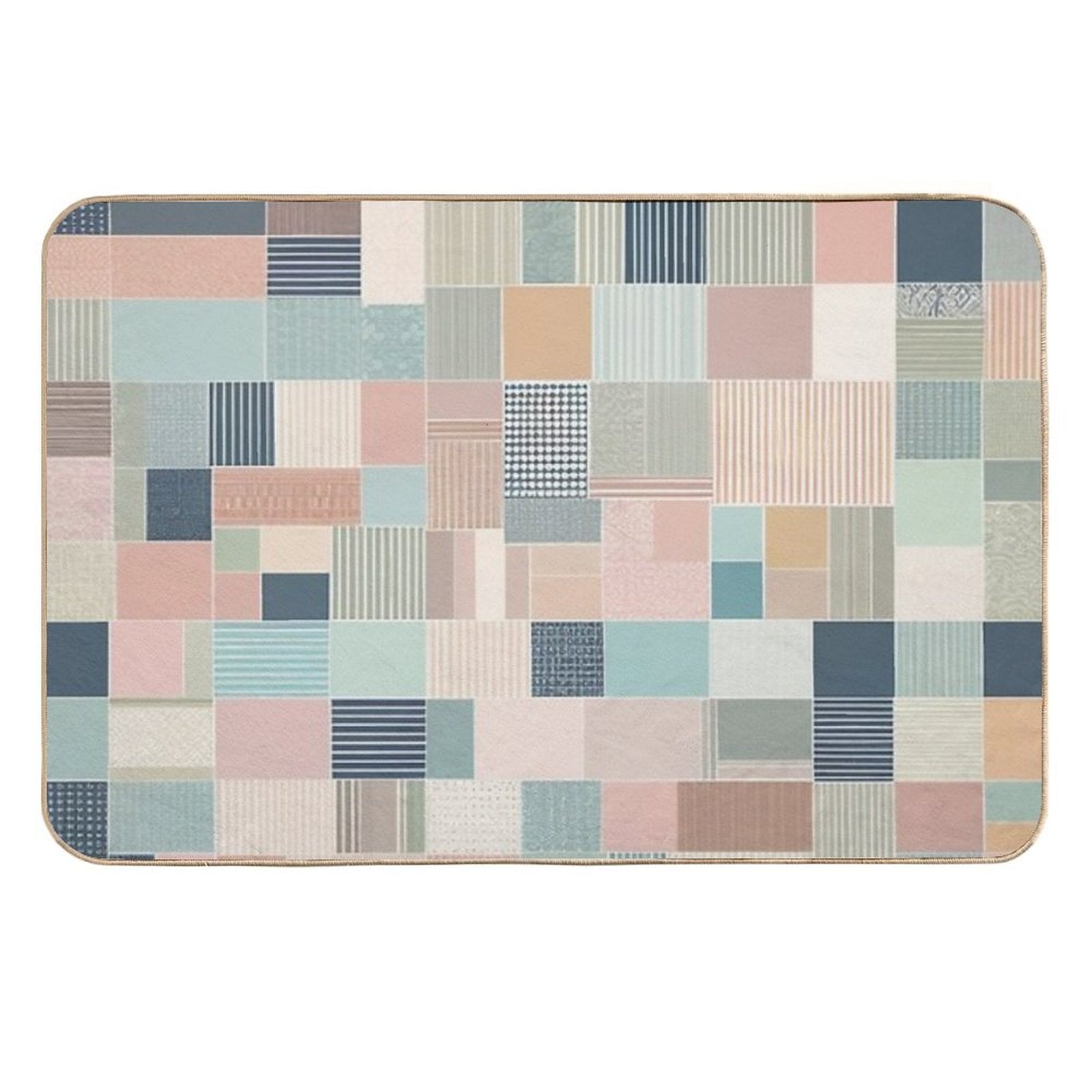 Block Cross Point Linier Pattern Lite Pastel Tone  Long-Lasting Bath Mat