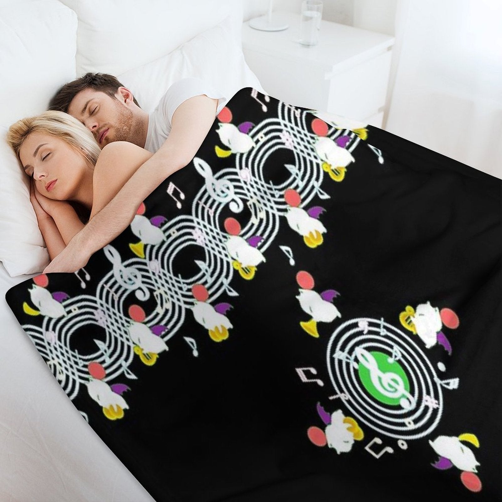 Music Moogle (Black&Green) Machine-washable Throw Blanket