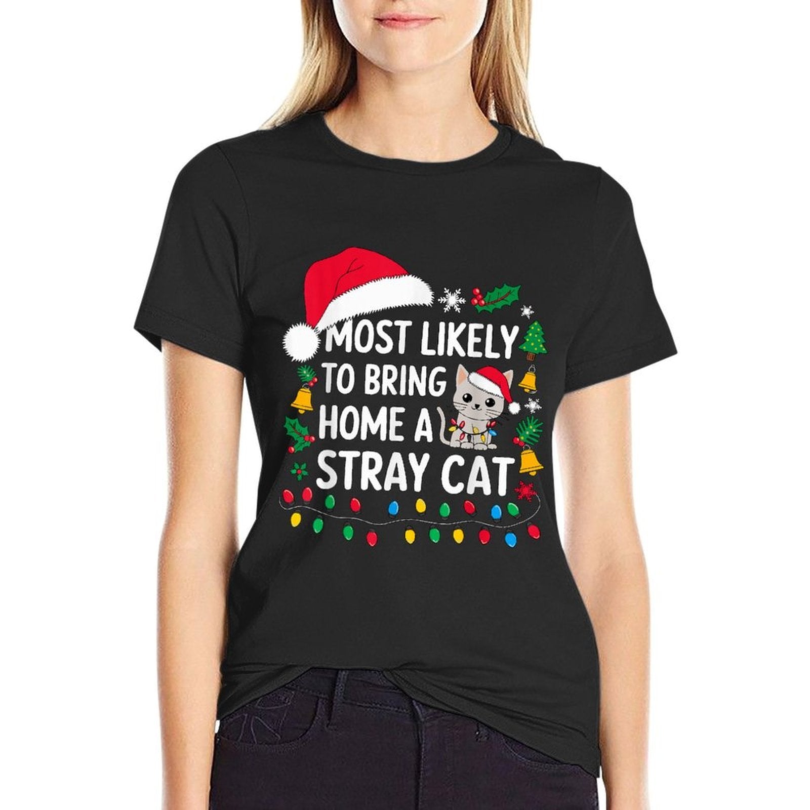 Most Likely to Bring Home A Stray Cat Christmas Costume Xmas  Soft T-Shirt