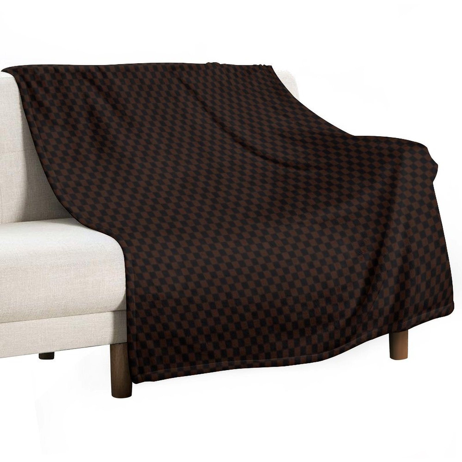 Checkers - Dark Brown And Black Pattern Mat Lightweight Throw Blanket