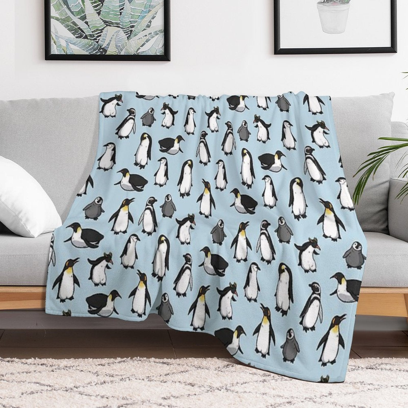 Cute Penguin Pattern Compact Throw Blanket