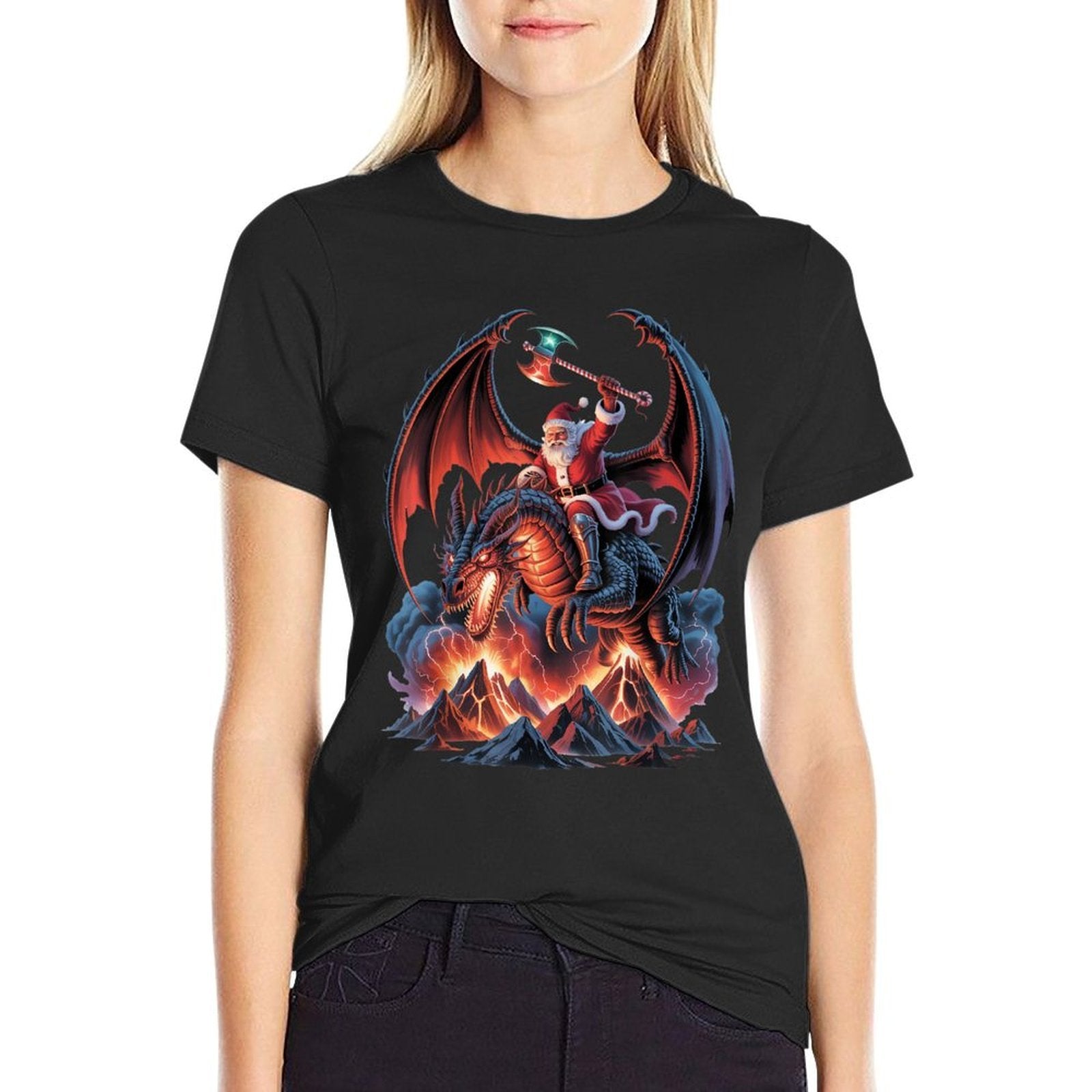 Epic Christmas Fantasy - MMO Mystic Santa Riding Dragon  Affordable Price T-Shirt