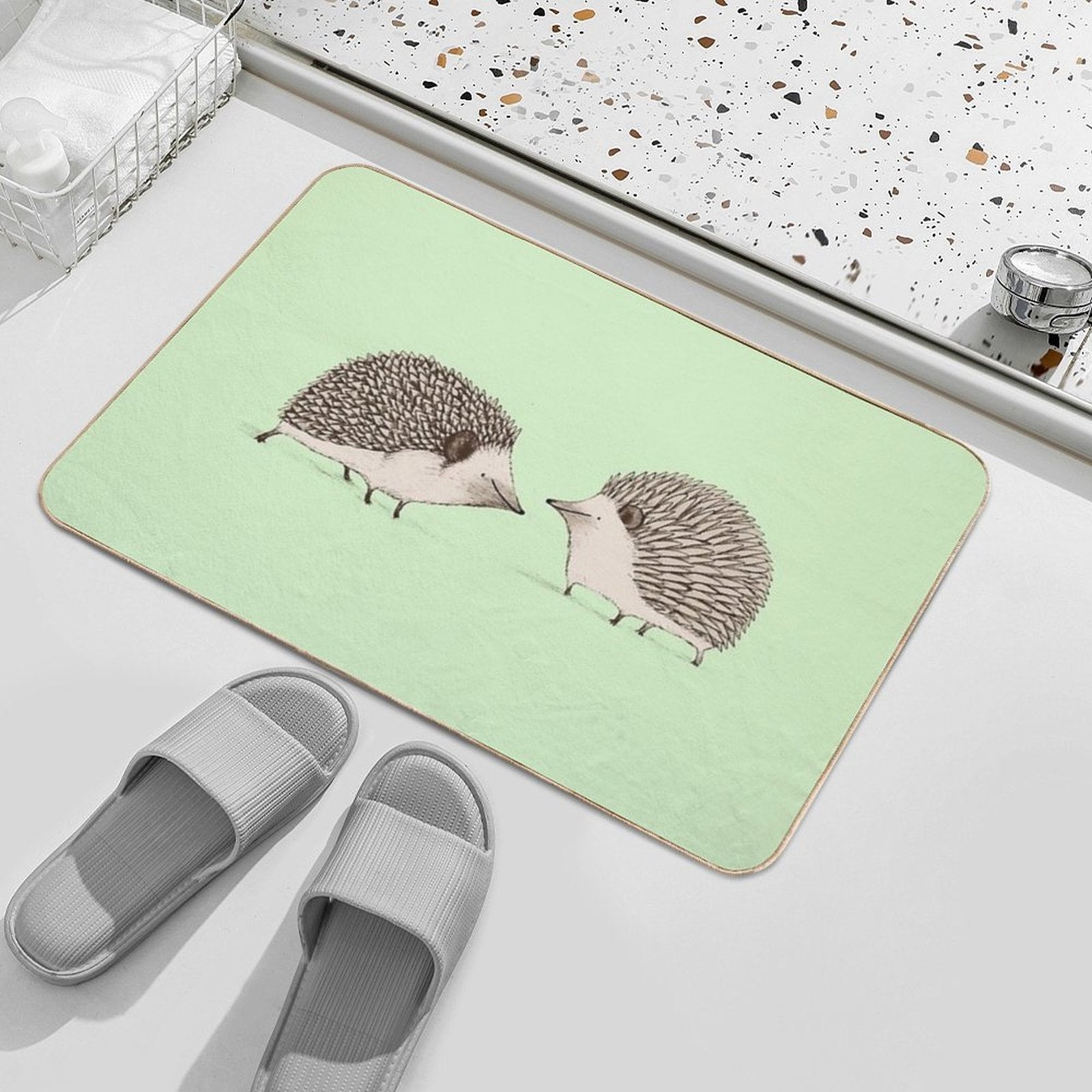 Two Hedgehogs  Rapid-Drying Bath Mat