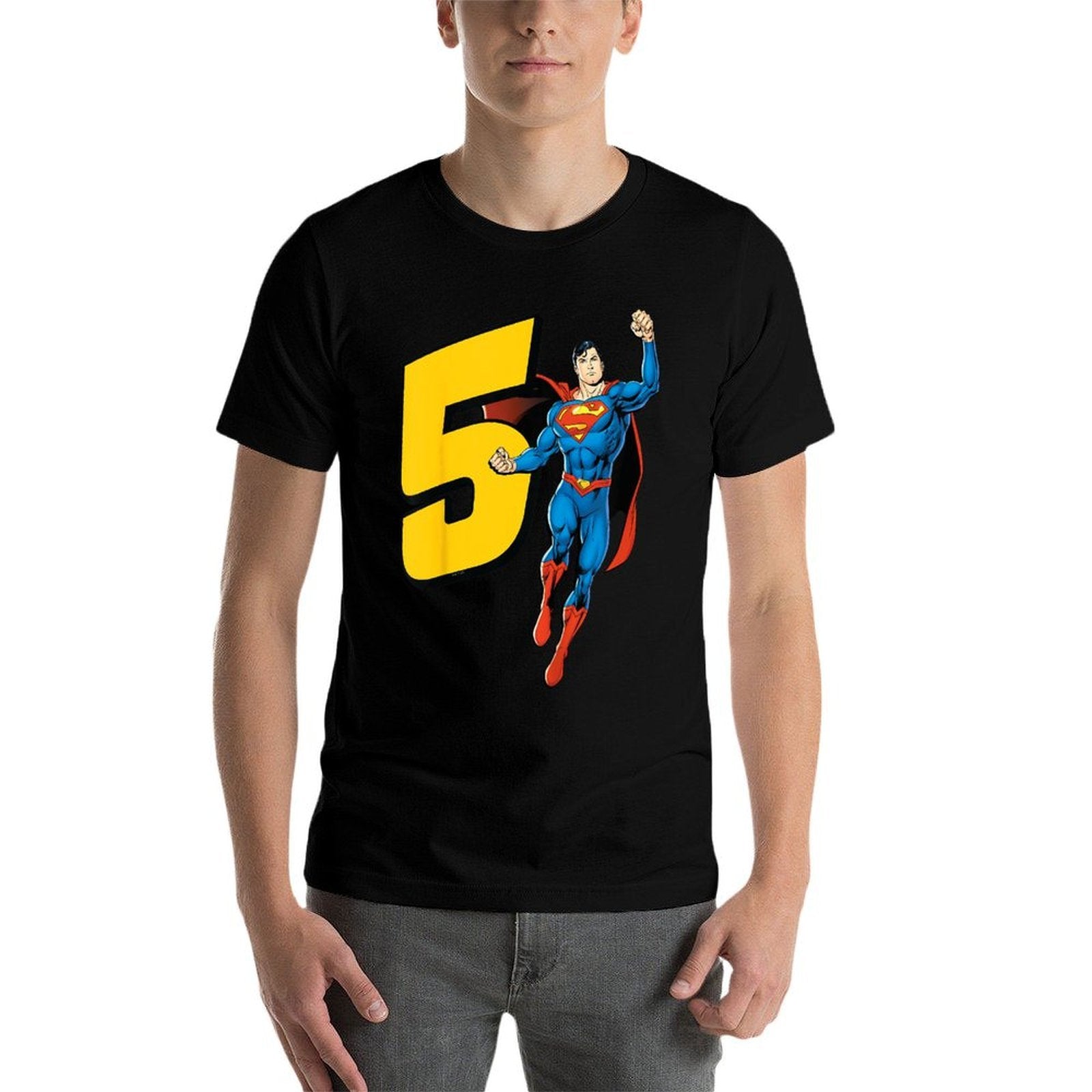 Superman Super Hero 5th Birthday  Heathered Texture T-Shirt