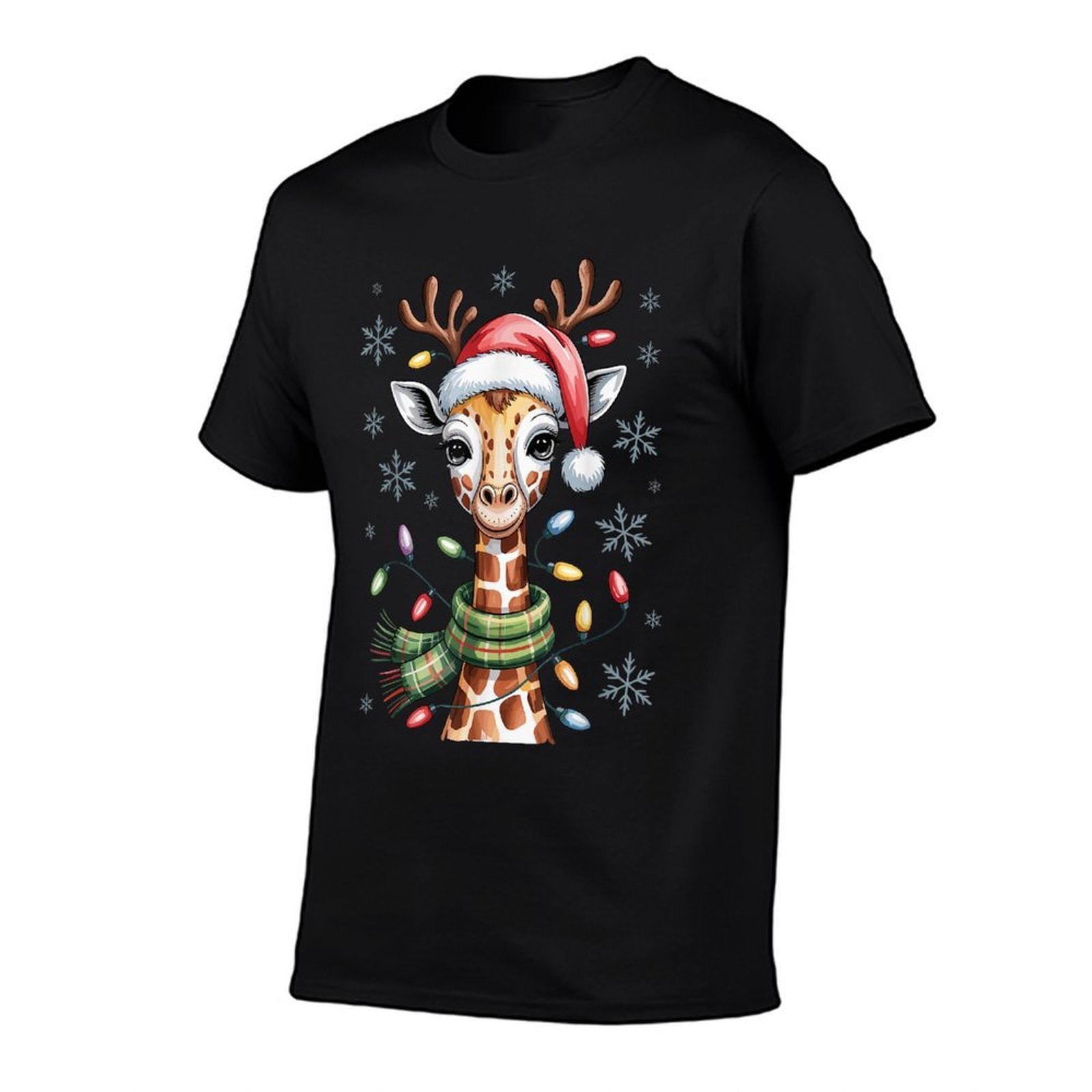 Cute Giraffe Christmas Funny Animal Lovers Holiday Pajama  Tagless Design T-Shirt