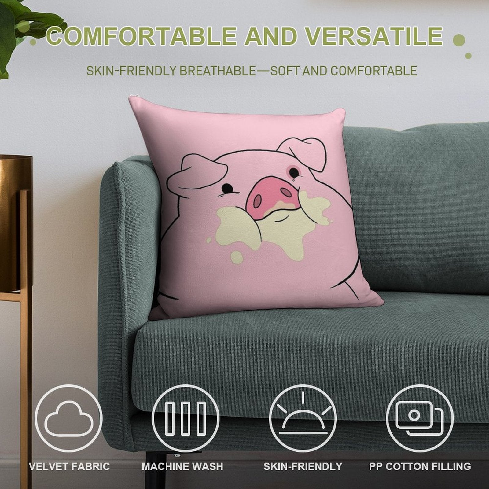 Waddles The Pig From Gravity Falls Soft Fade-Resistant Throw Pillow