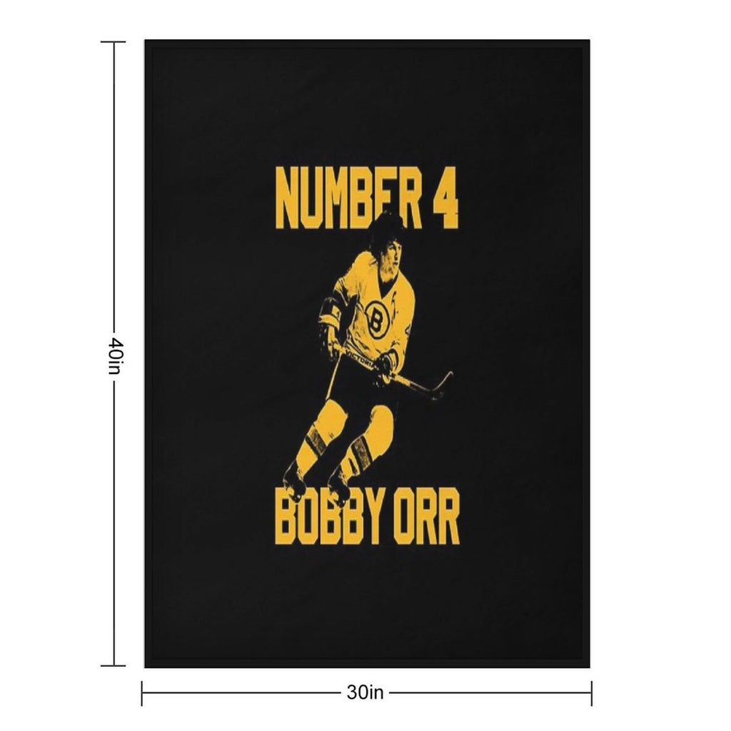 Bobby Orr Number 4 - The Yellow Stencil Machine-washable Throw Blanket