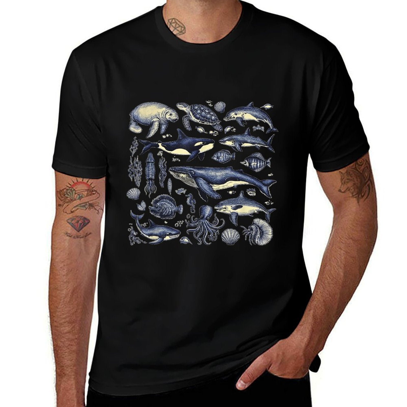 Vintage 90s Tattoo Sea Animal Ocean Nature Ocean Wildlife  Affordable Price T-Shirt