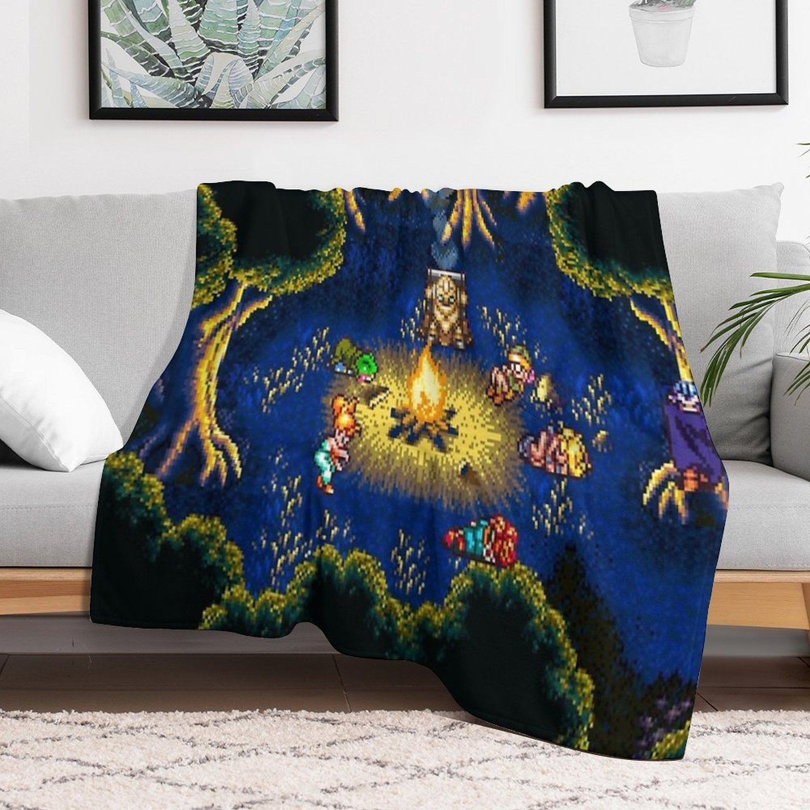 Chrono Trigger Campfire Sustainable Throw Blanket