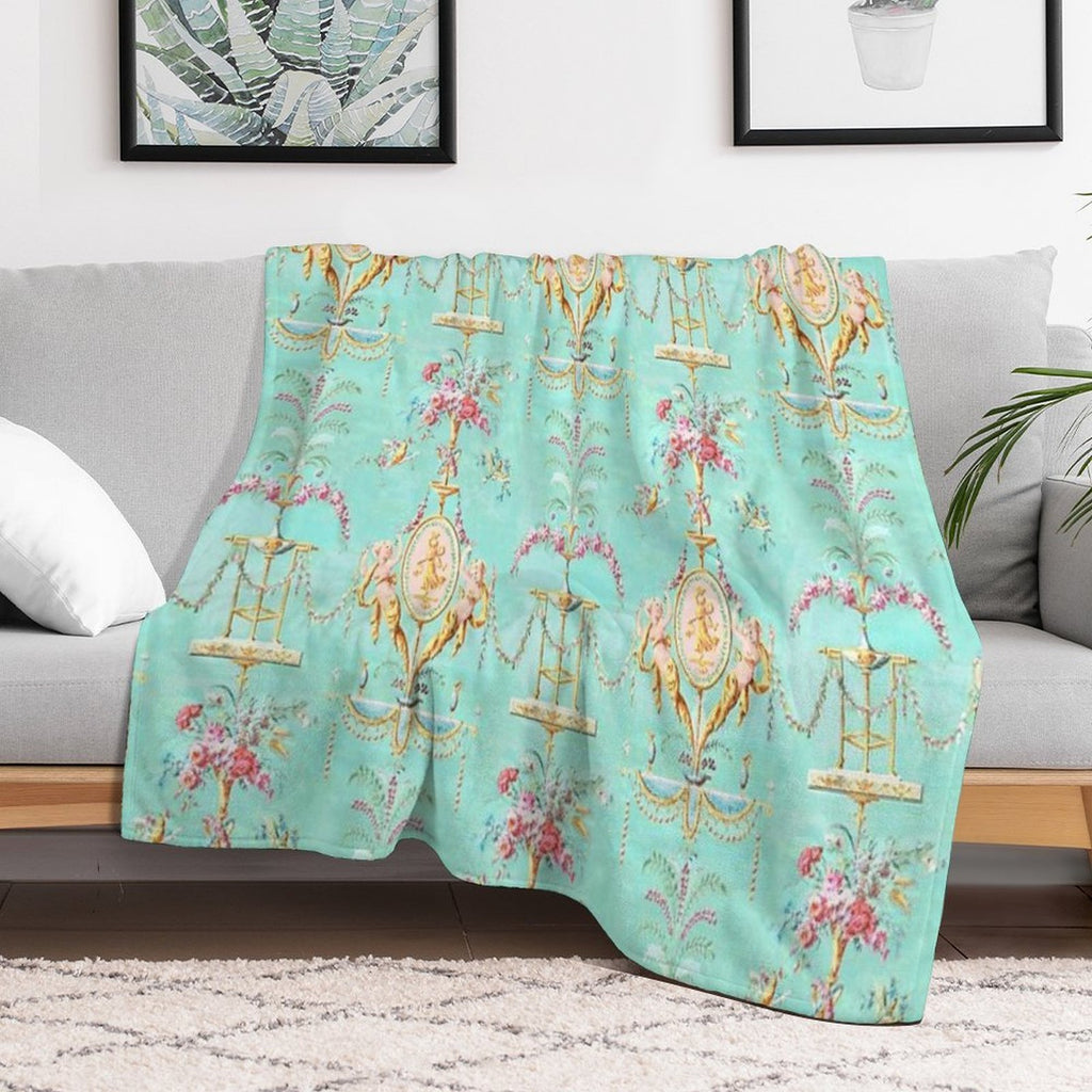 Marie Antoinette French Rococo Paris Pattern Easy Care Throw Blanket