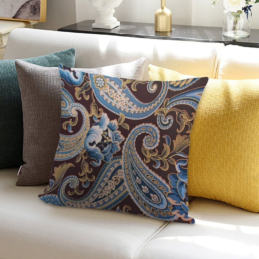 Blue Brown Vintage Paisley Soft Style Accent Throw Pillow
