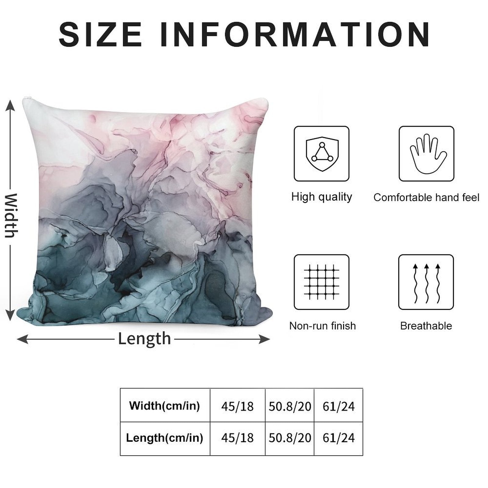 Blush And Payne's Grey Flowing Abstract Painting Soft Hidden Zipper Throw Pillow
