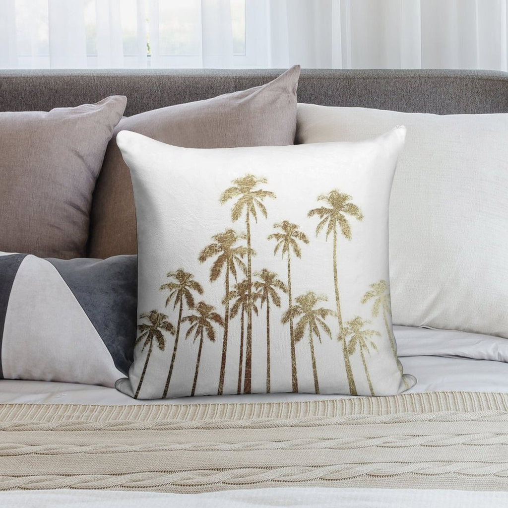 Glamorous Gold Tropical Palm Trees on White Soft Multiple Sizes Throw Pillow