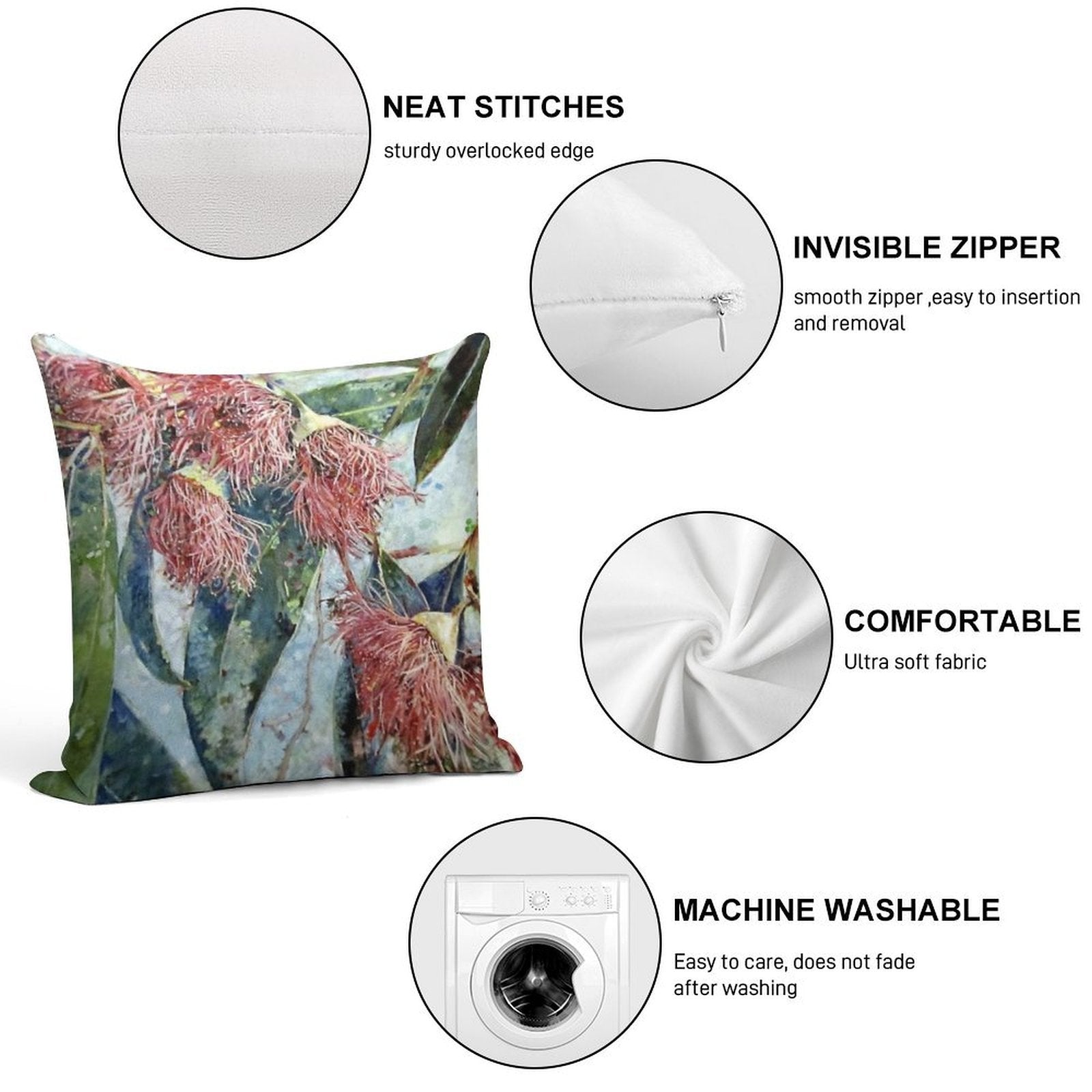Eucalyptus Gum Blossoms Soft Decorative Cover Throw Pillow