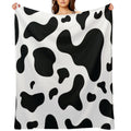 Cow Hide Spotted Fur Farm Animal Pattern Black White All-season Throw Blanket