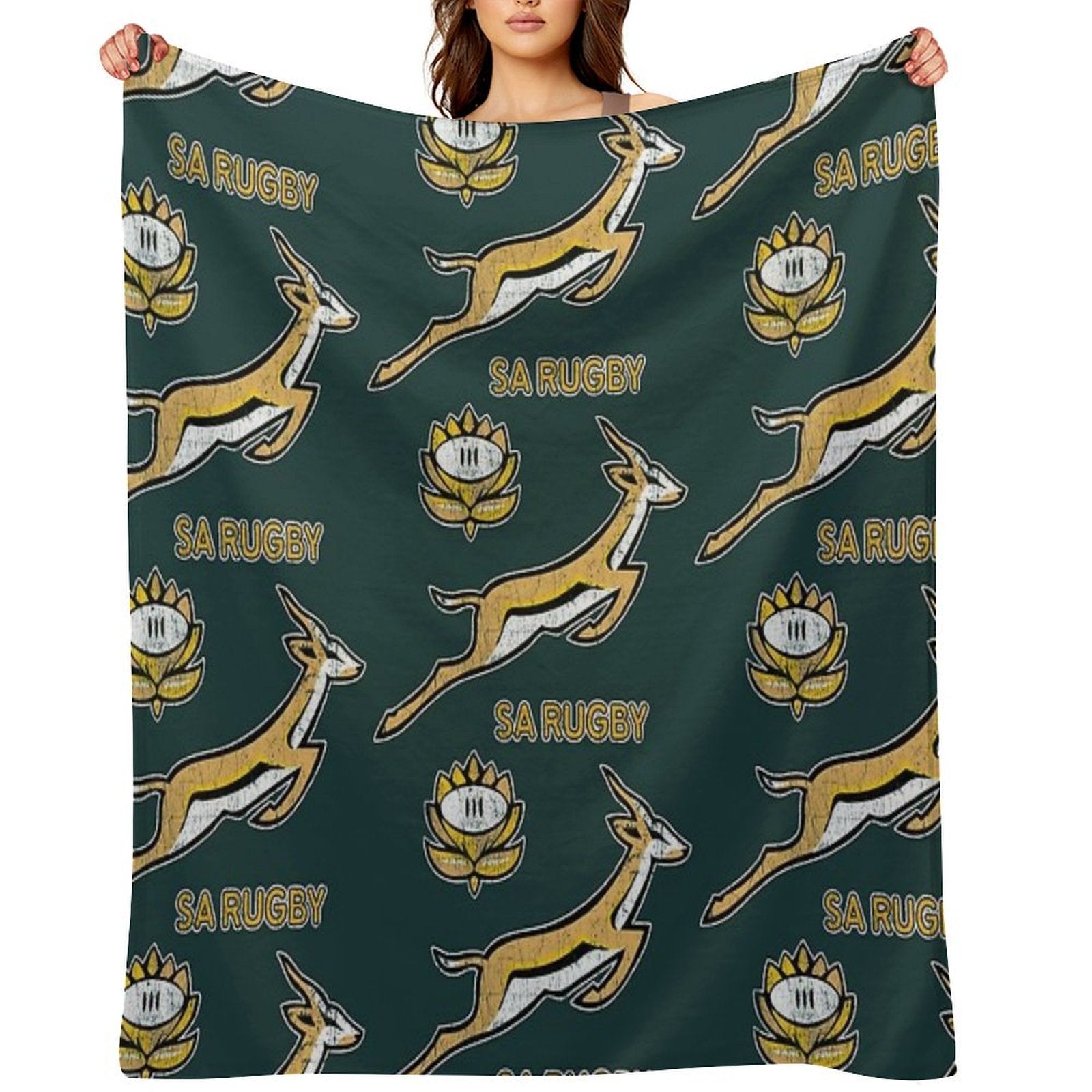 SA Rugby - Vintage Springbok Logo Velvety-soft Throw Blanket