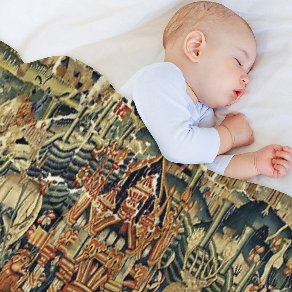 SOURCE OF LIFE Verdure with Forest Animals in Private Garden, Floral Medieval Tapesty Shrink-resistant Throw Blanket