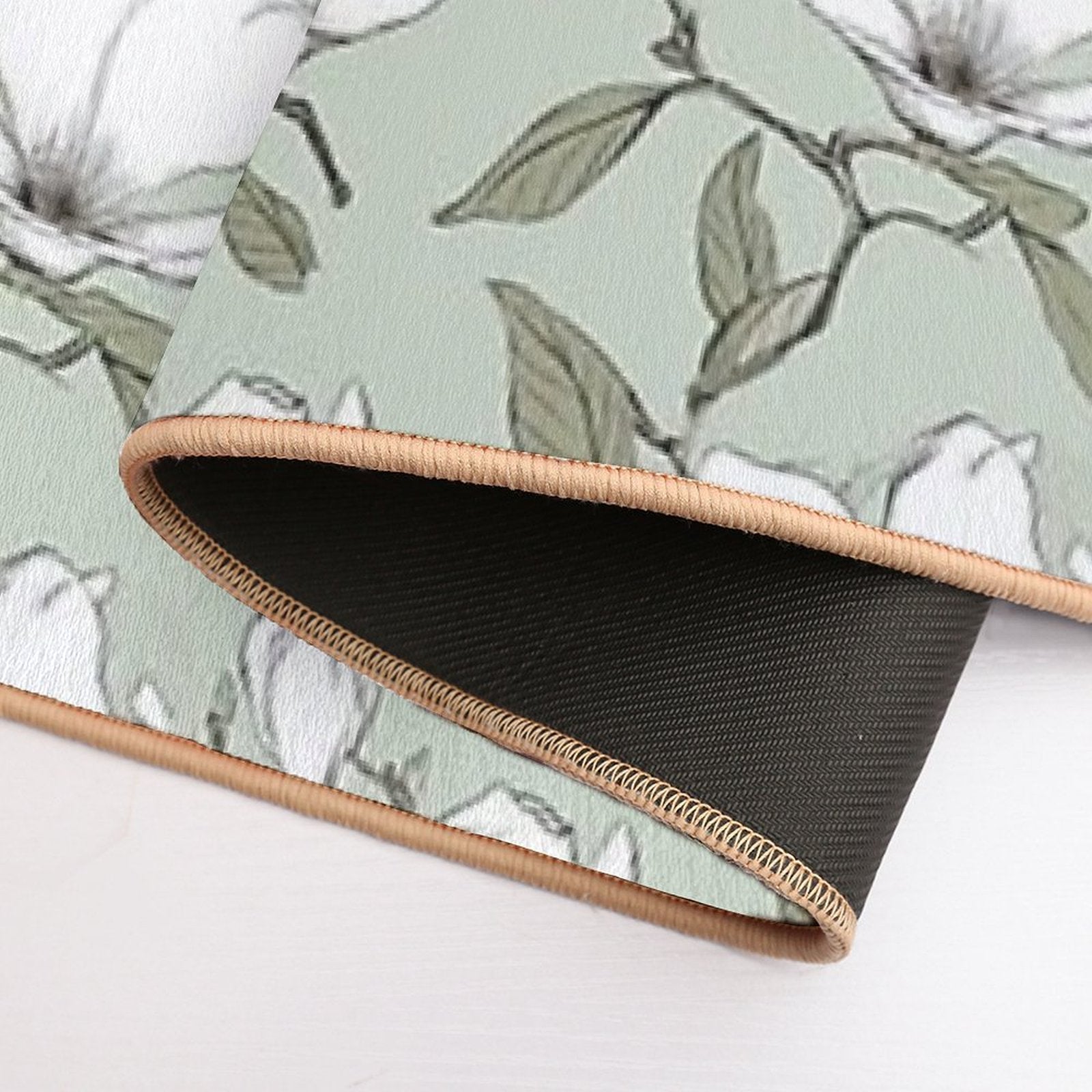 Blooming Elegance Magnolia Blossom Pattern Durable Bath Mat